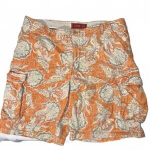 IZOD Luxury Sport Men's Cargo Shorts Orange Floral Print Size 40
